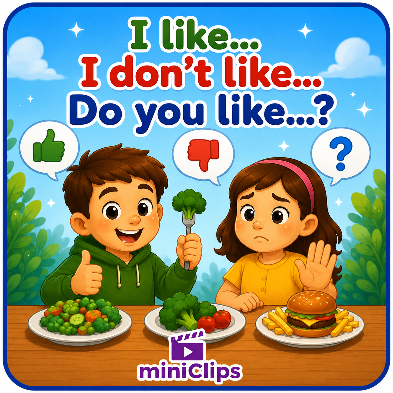 I like; I don't like; Do you like? MiniClips